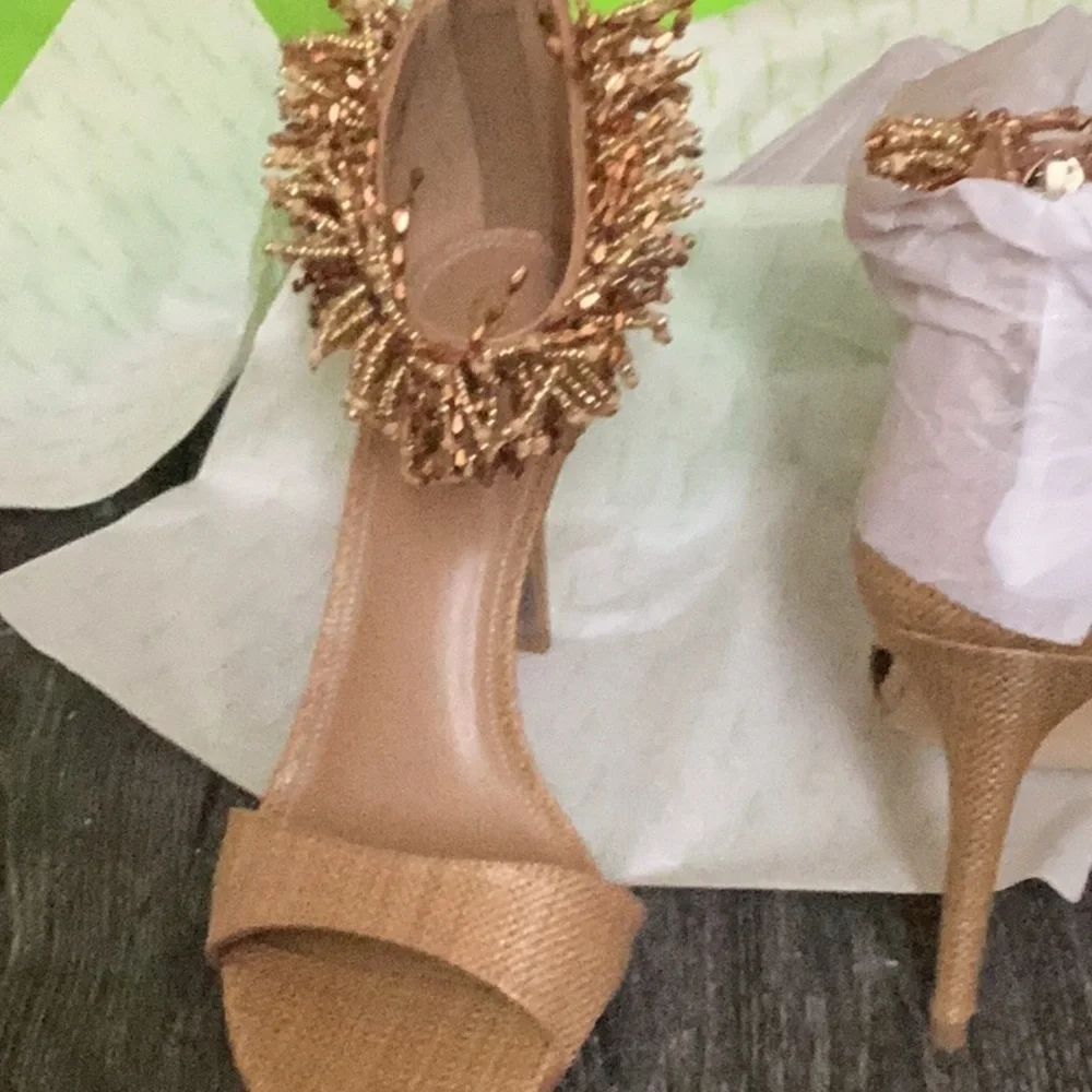 NIB Sam Edelman Size 8M Shoes Tan Raffia - Picture 5 of 7